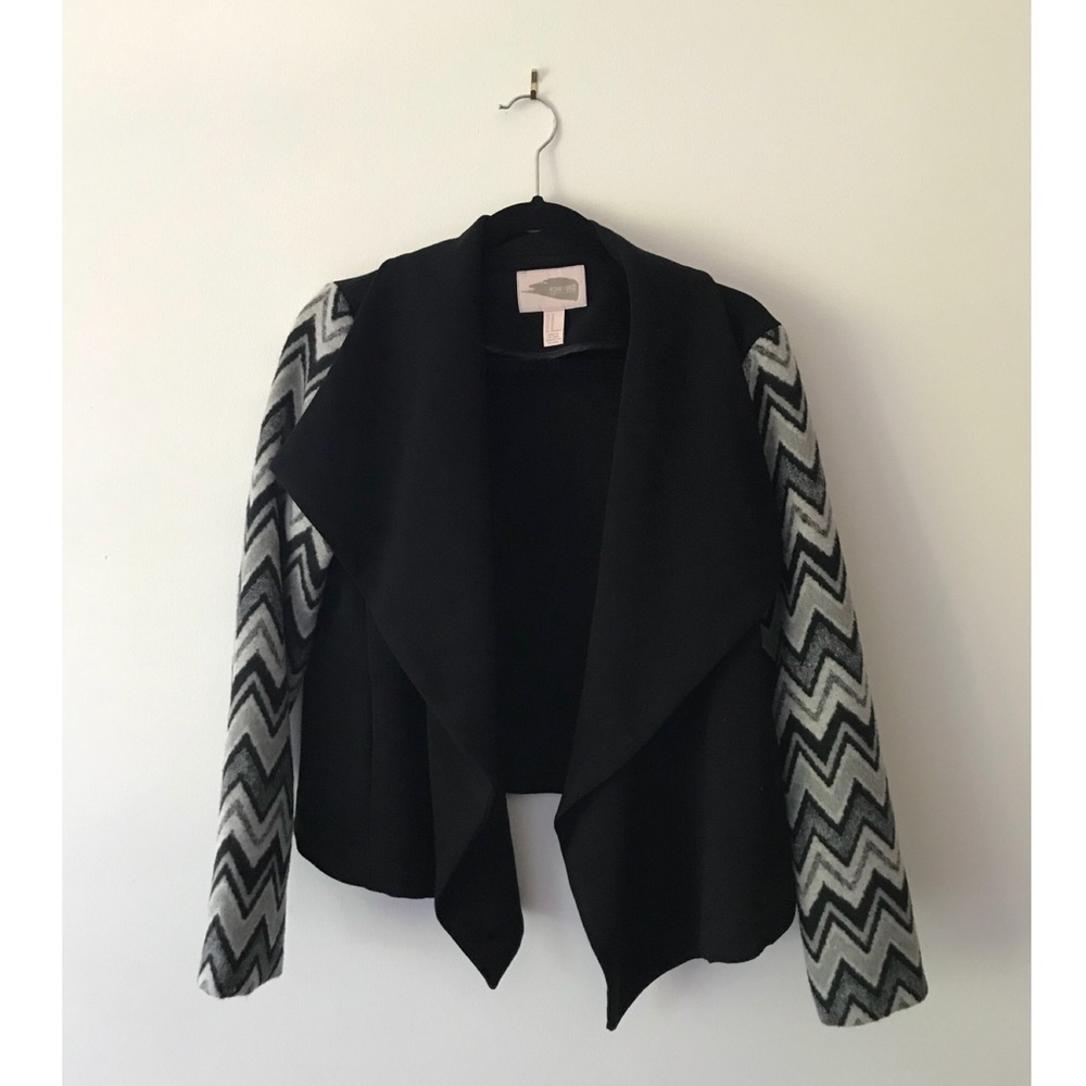 Black coat with Patterned Arms